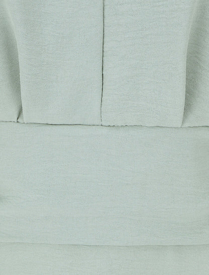 Blouse unie élastiquée à mancherons - Vert d&