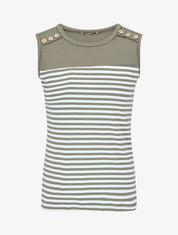 Top sans manches style marinière - Kaki - 4