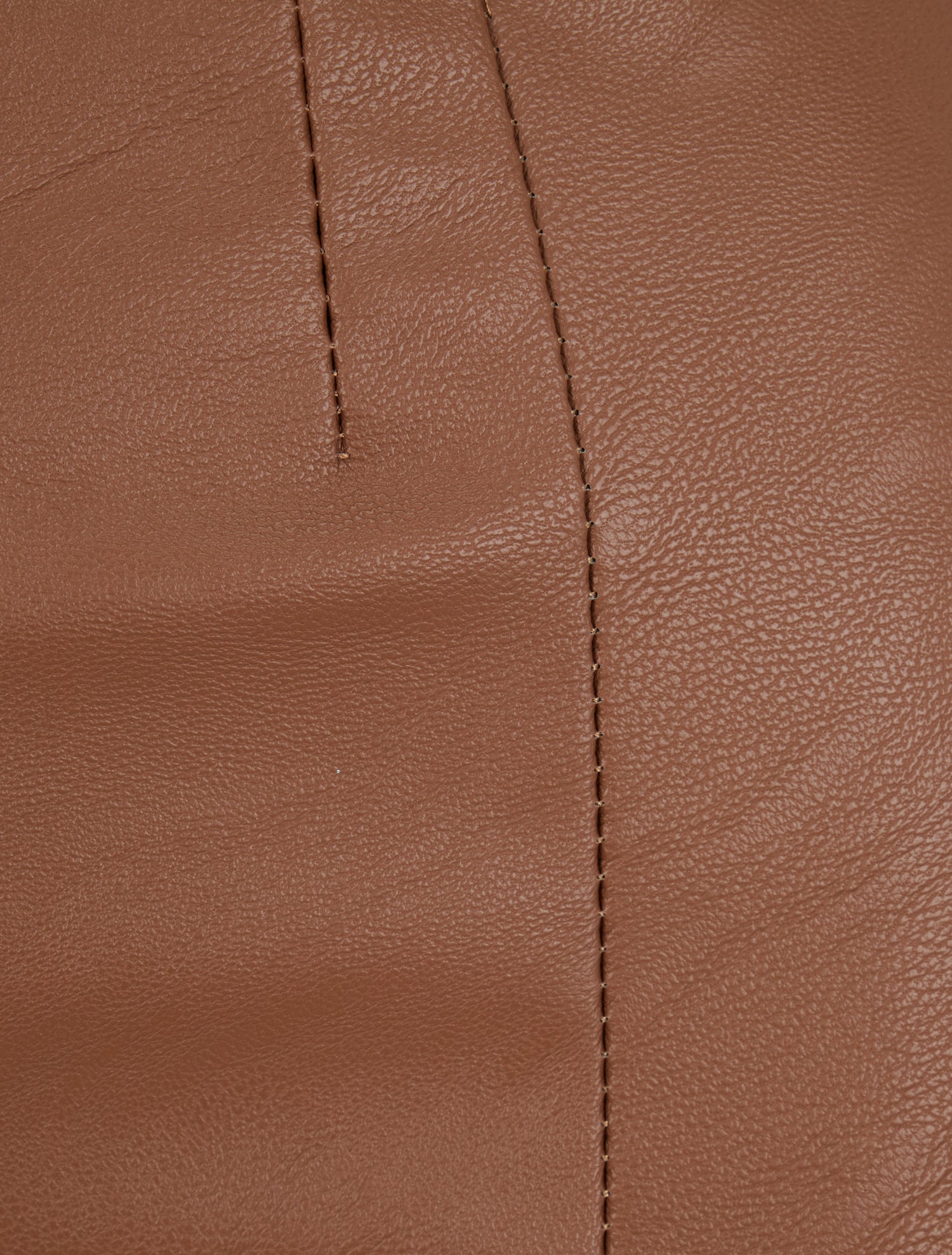 Mini-jupe fendue en simili - Marron - 3