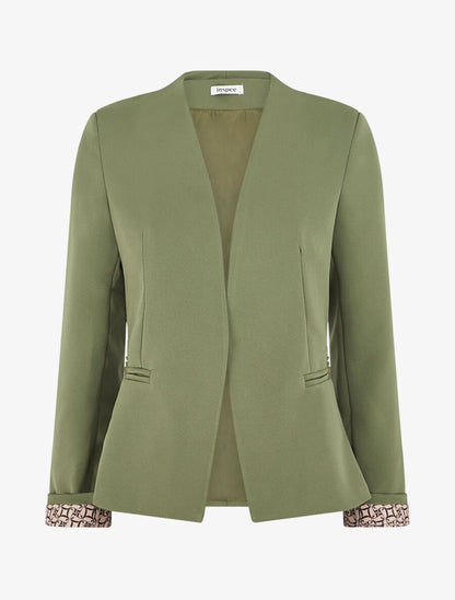 Blazer à manches imprimé graphique - Kaki - 1