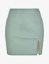 Mini-jupe fendue en simili - Vert d&