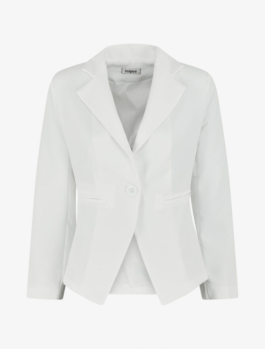 Veste mi-longue à poches décoratives - Blanc - 1