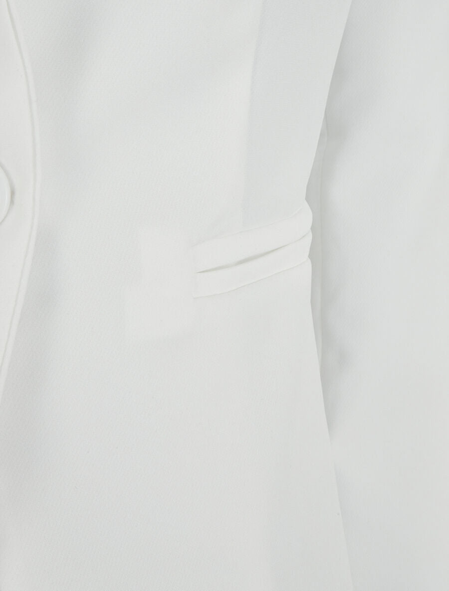 Veste mi-longue à poches décoratives - Blanc - 3