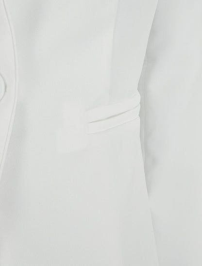 Veste mi-longue à poches décoratives - Blanc - 3