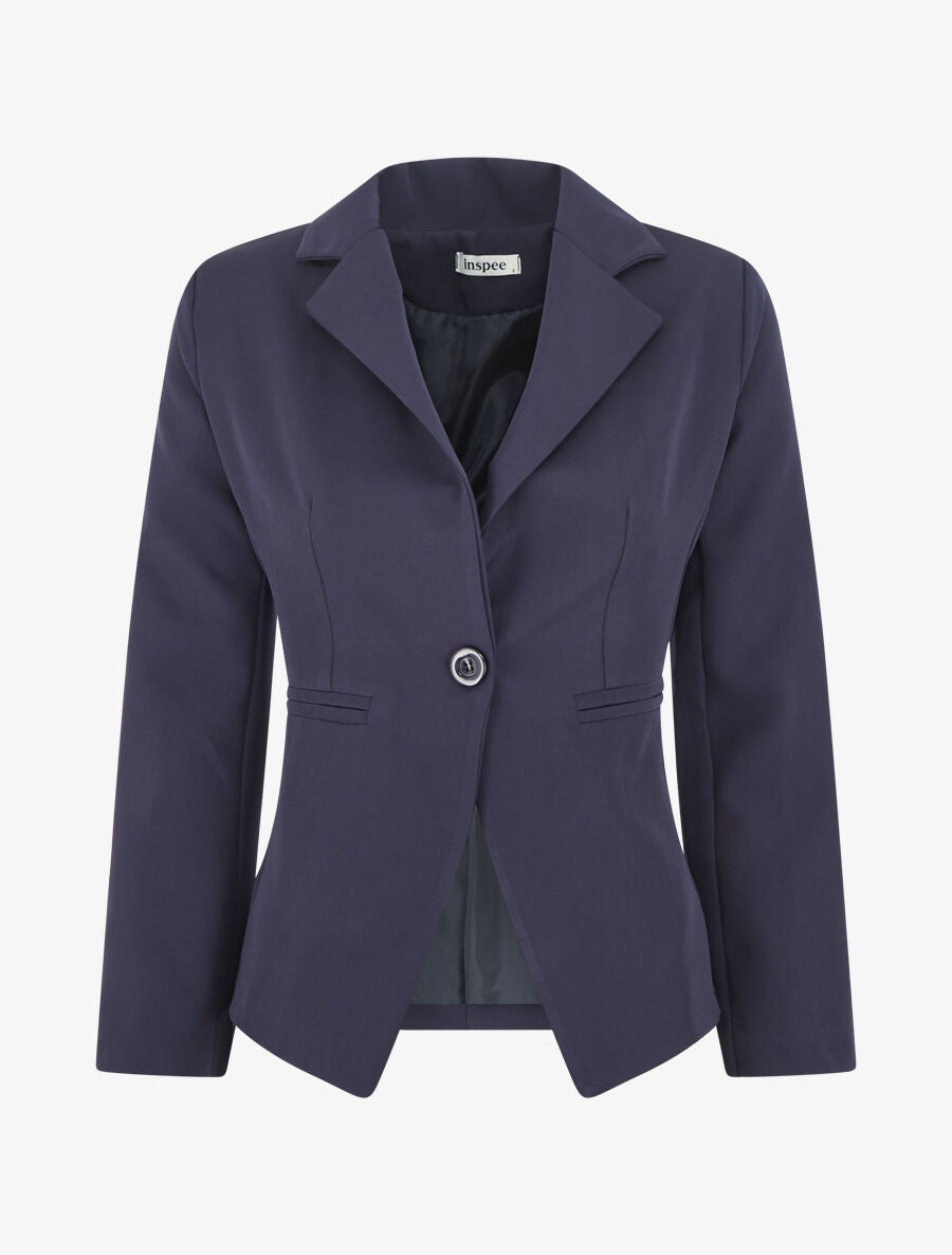 Veste mi-longue à poches décoratives - Marine - 4