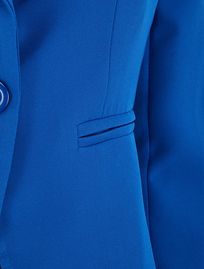 Veste mi-longue à poches décoratives - Bleu roi - 3