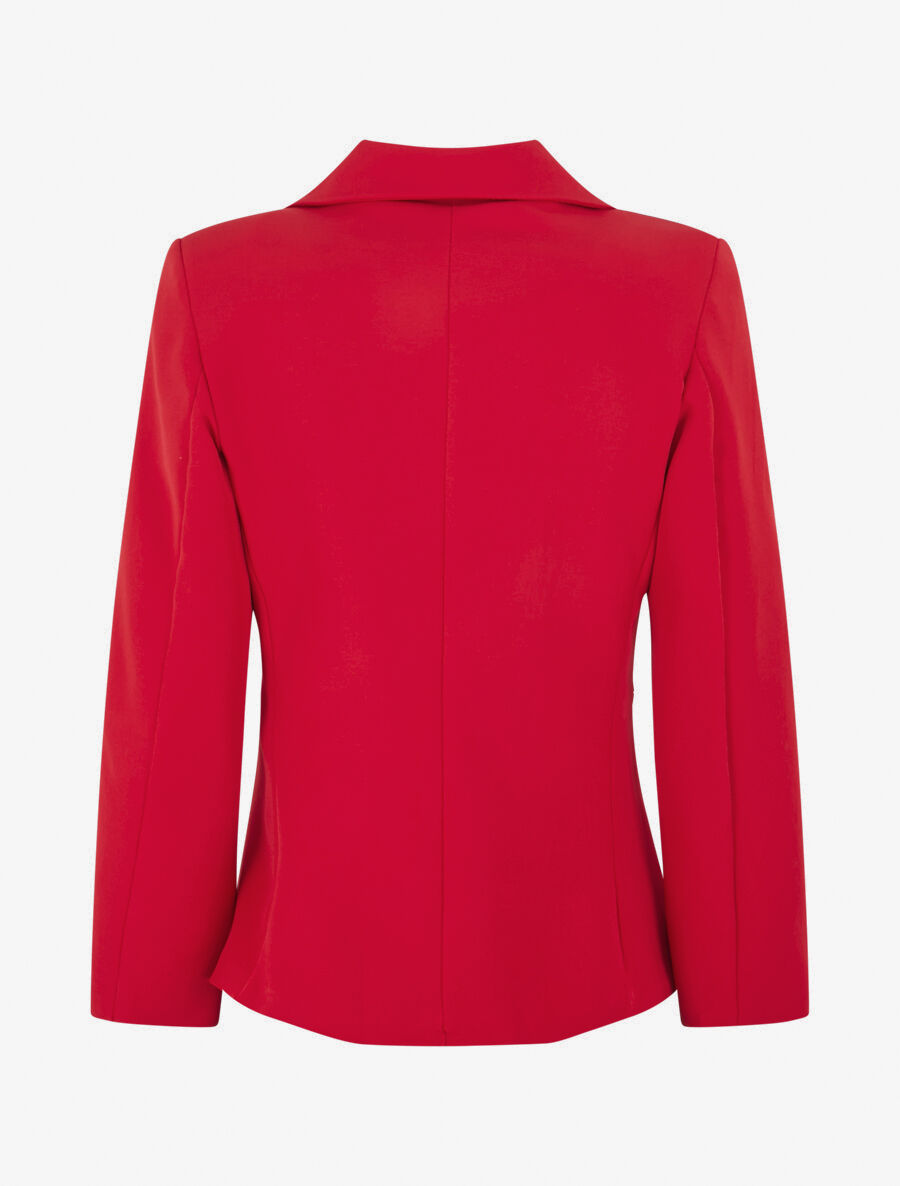 Veste mi-longue à poches décoratives - Rouge - 2