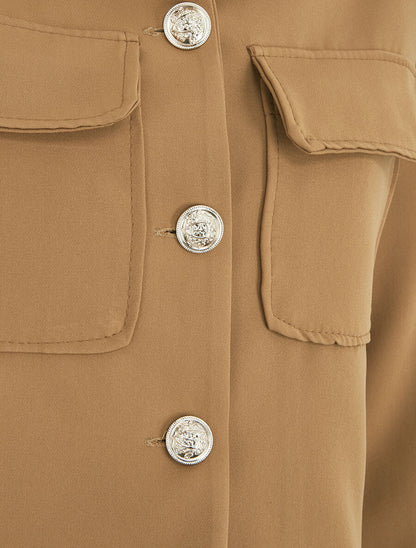 Blazer boutonné à poches - Camel - 3