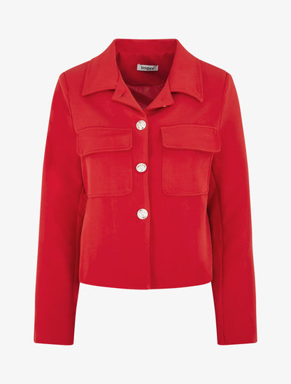 Blazer boutonné à poches - Rouge - 1