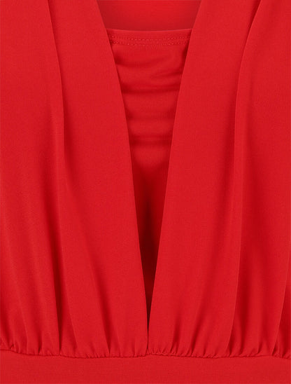 Body à décolleté plongeant - Rouge - 3