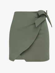 Mini-jupe portefeuille coupe droite - Kaki - 4