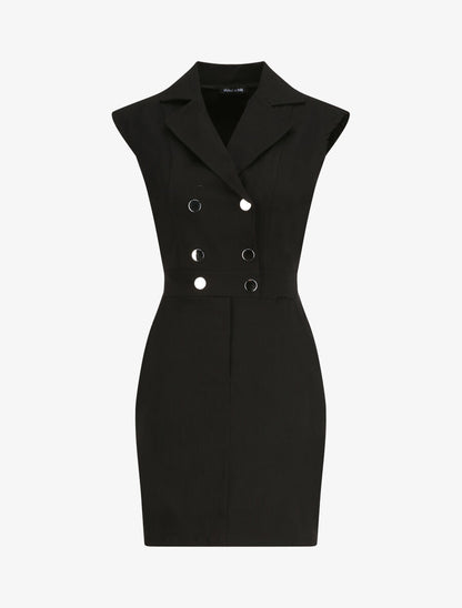 Robe courte coupe ajustée style tailleur - Noir - 1