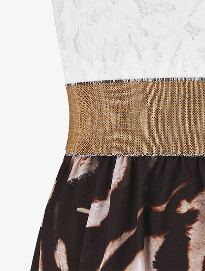 Robe bi-matière imprimé abstrait - Noir - 3
