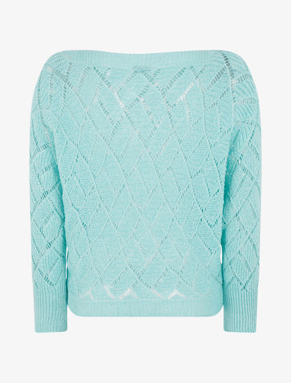 Pull brillant en maille pailletée - Turquoise - 2