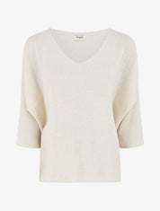 Pull en maille pailletée à manches chauves-souris - Beige - 1
