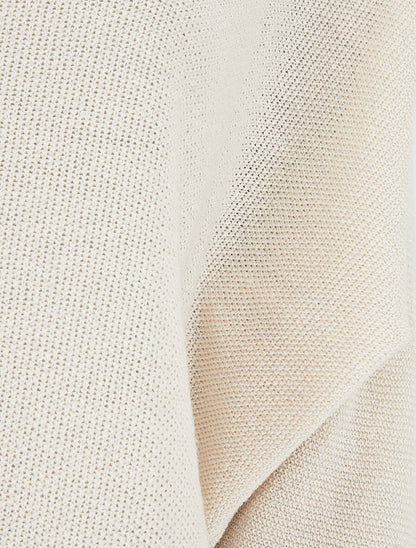 Pull en maille pailletée à manches chauves-souris - Beige - 3