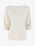 Pull en maille pailletée à col bateau - Beige - 4