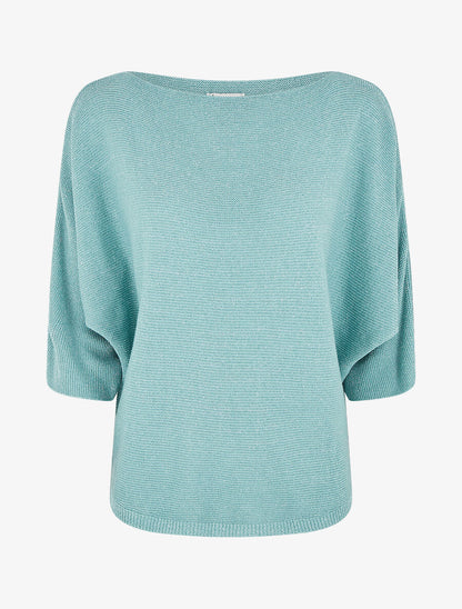 Pull en maille pailletée à col bateau - Vert d&