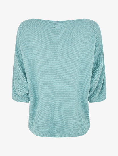 Pull en maille pailletée à col bateau - Vert d&