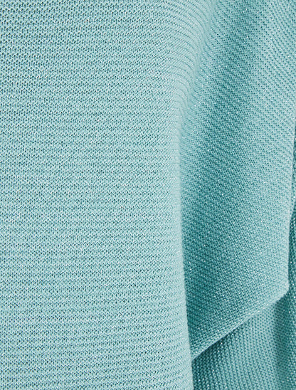 Pull en maille pailletée à col bateau - Vert d&