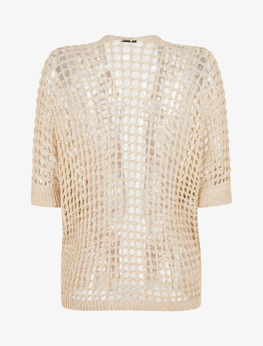 Gilet brillant en maille ajourée - Or - 2