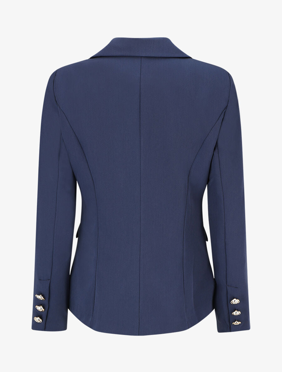 Blazer uni boutonné - Marine - 2