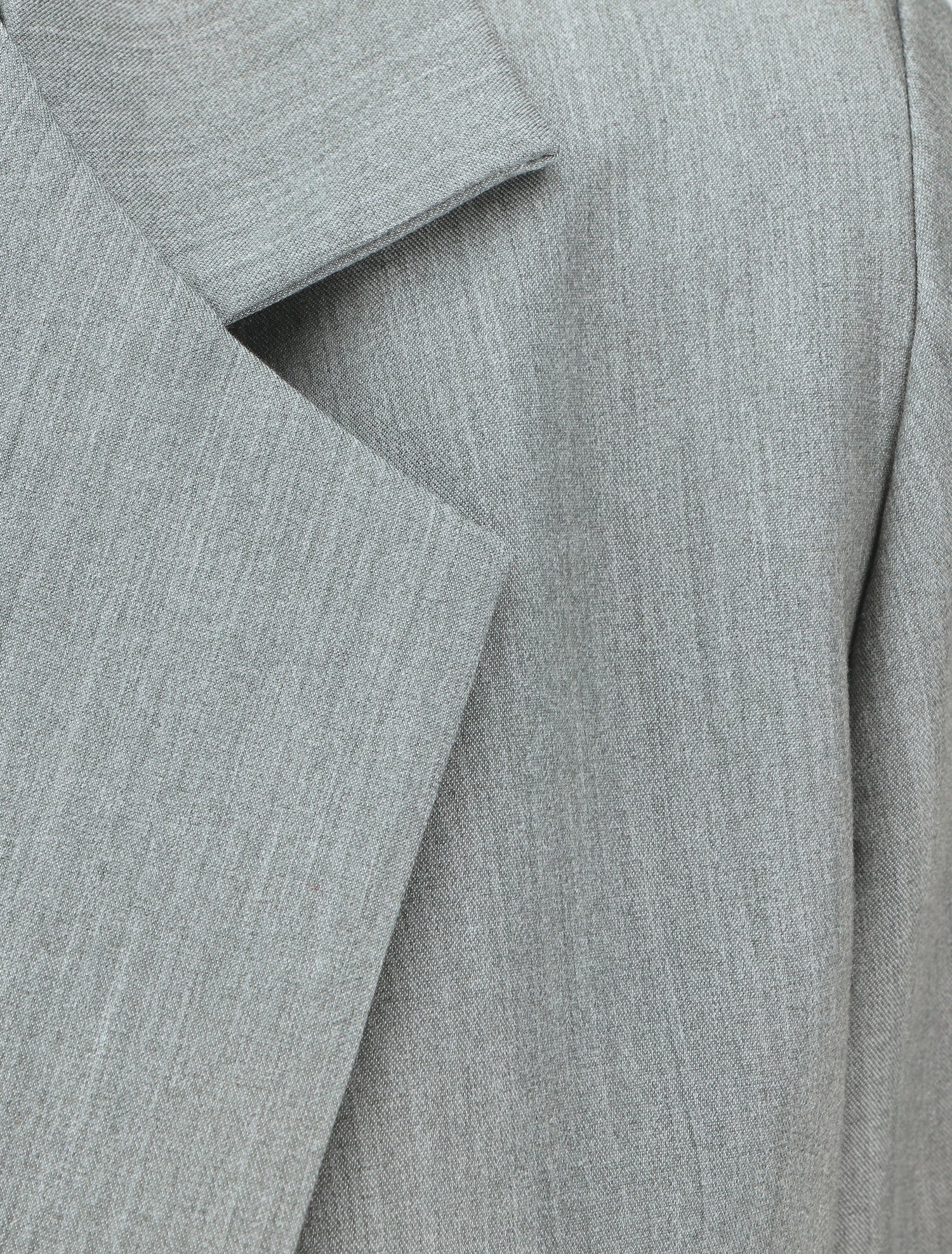 Blazer mi-long à manches à revers - Gris - 3