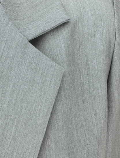 Blazer mi-long à manches à revers - Gris - 3