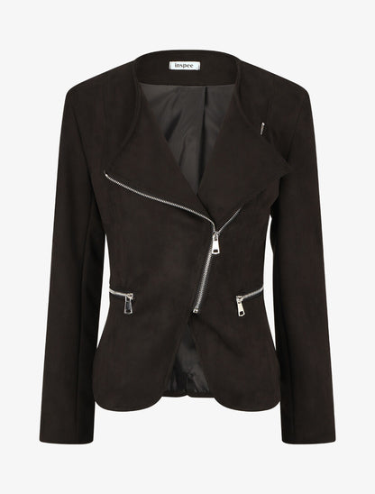 Veste en suédine style perfecto - Noir - 4