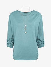 Pull fin oversize manches 3/4 - Bleu - 1