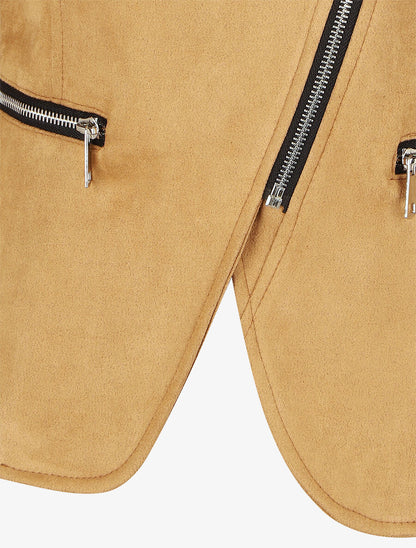 Veste en suédine style perfecto - Camel clair - 3