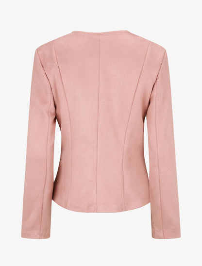 Veste en suédine style perfecto - Vieux rose - 2