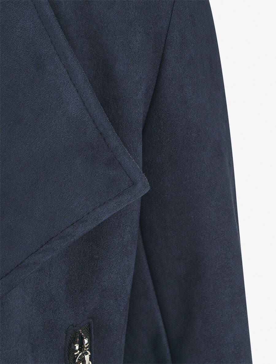 Veste en suédine à pans asymétriques - Marine - 3