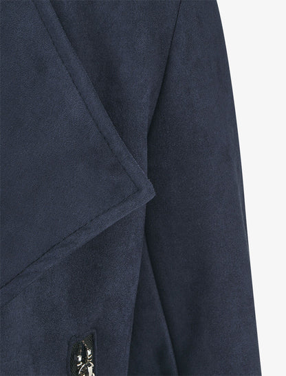 Veste en suédine à pans asymétriques - Marine - 3