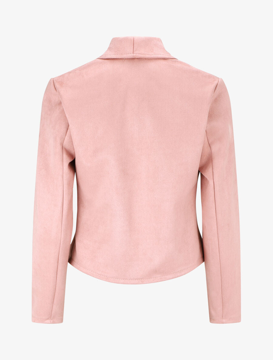 Veste en suédine à pans asymétriques - Rose - 2