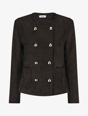 Veste en suédine boutonnée - Noir - 4