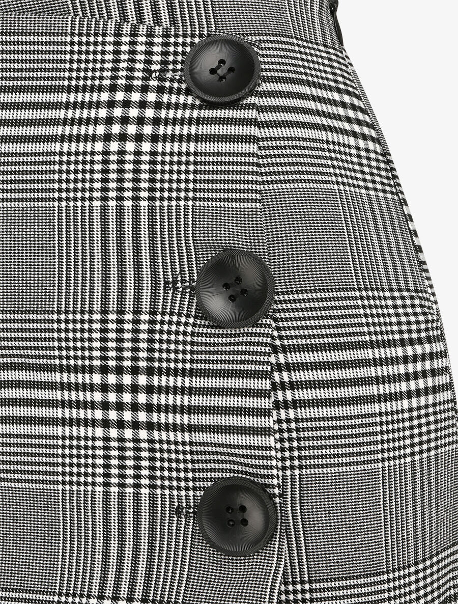 Jupe culotte coupe droite imprimé tartan - Noir - 3