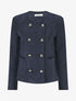 Veste en suédine boutonnée - Marine - 1