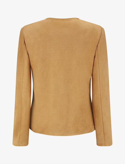 Veste en suédine boutonnée - Camel - 2