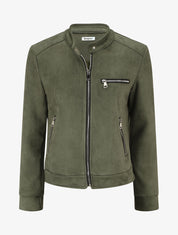 Veste en suédine à poches zippées - Kaki - 1