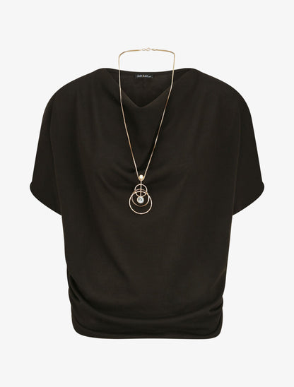 Top en maille fine coupe loose - Noir - 1