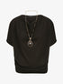 Top en maille fine coupe loose - Noir - 1