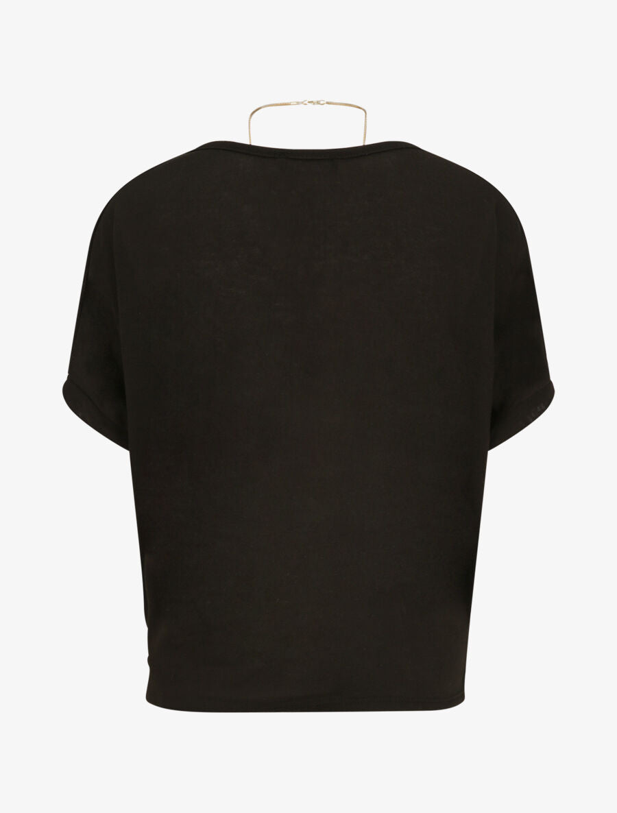 Top en maille fine coupe loose - Noir - 2