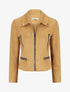 Veste en suédine à zips décoratifs - Camel - 1