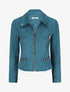 Veste en suédine à zips décoratifs - Bleu canard - 4