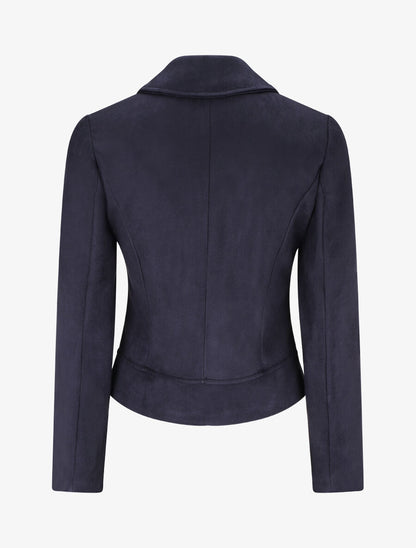 Veste en suédine à zips décoratifs - Marine - 2