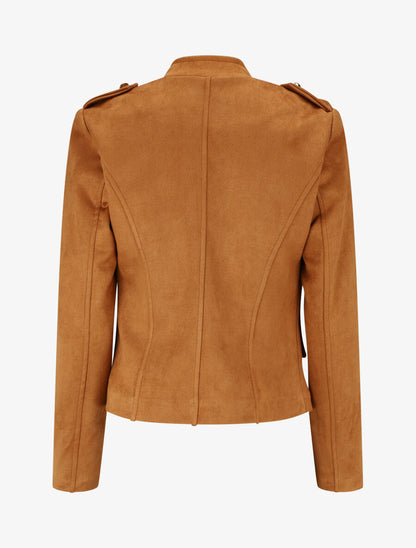 Veste en suédine à boutons décoratifs - Camel - 2