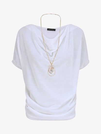 Top en maille fine coupe loose - Blanc - 1