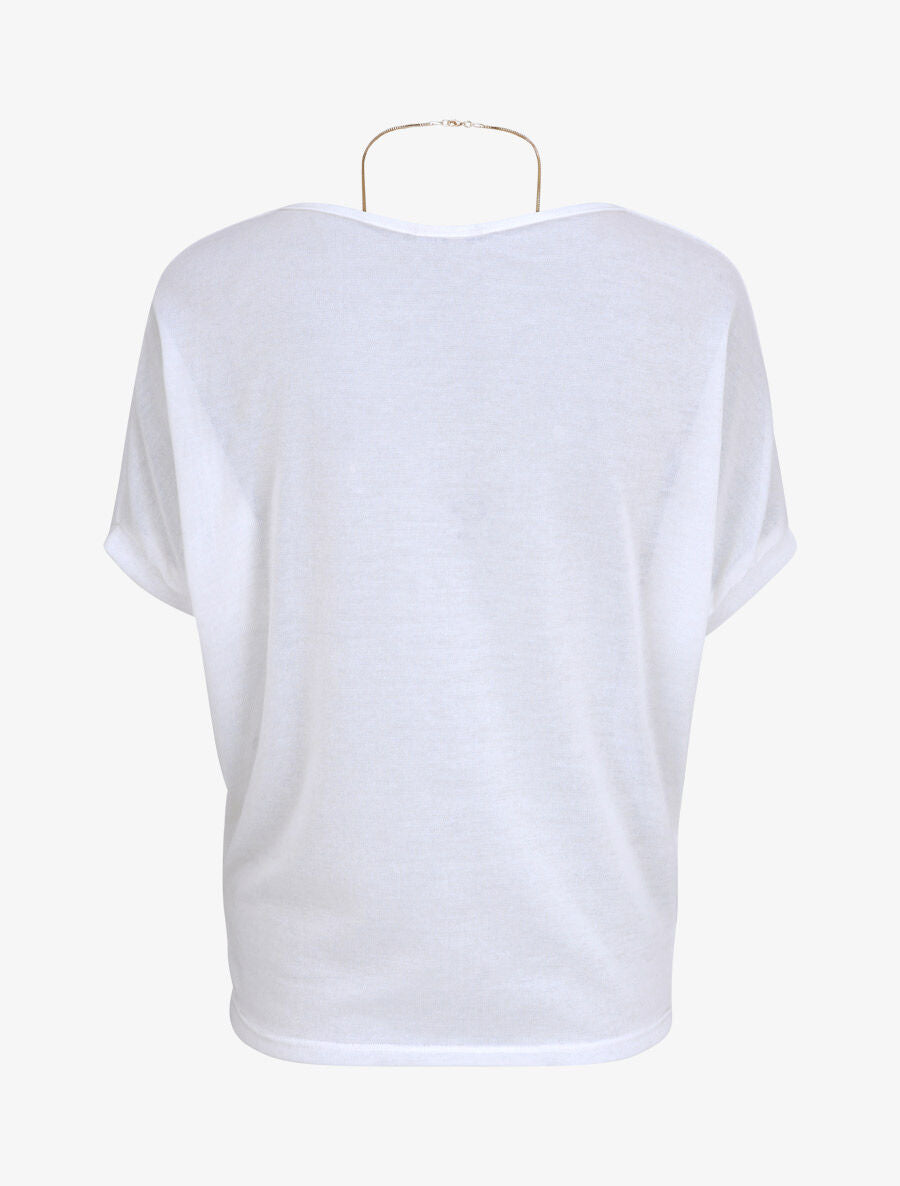 Top en maille fine coupe loose - Blanc - 2