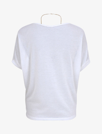 Top en maille fine coupe loose - Blanc - 2